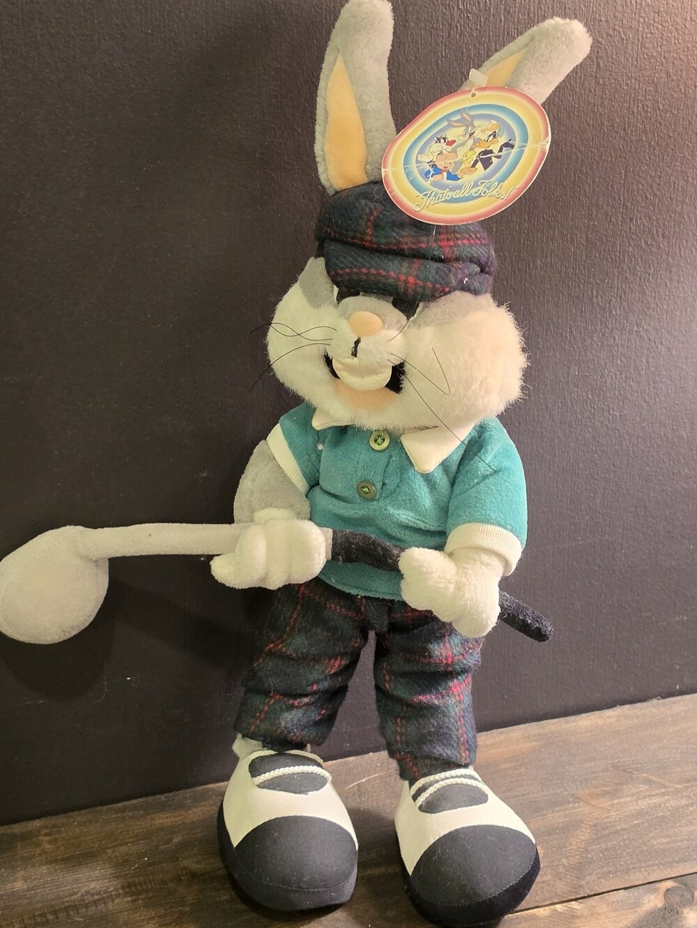 Vtg 1997 Warner Bros Studio Store Golfing Bugs Bunny Plush with Tag 15.5"